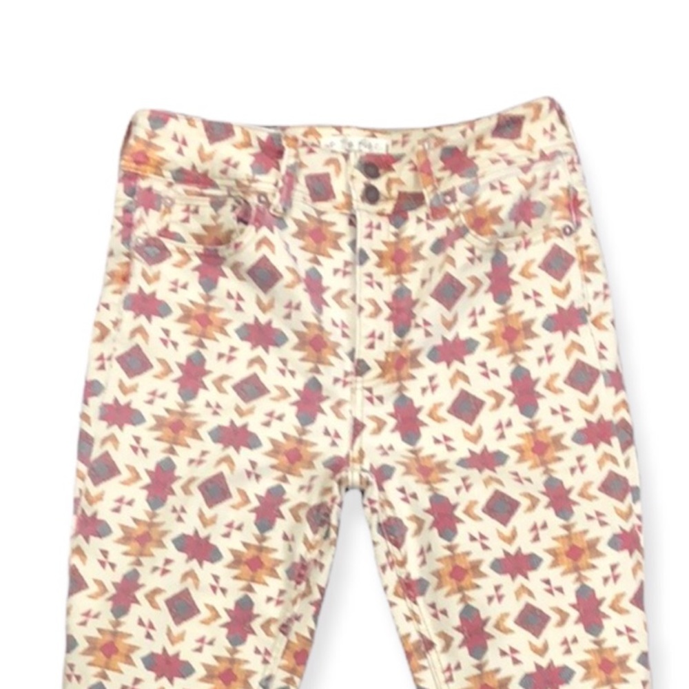 Free People Cream & Rust Patterned High-Rise Jeggings - Picture 5 of 14